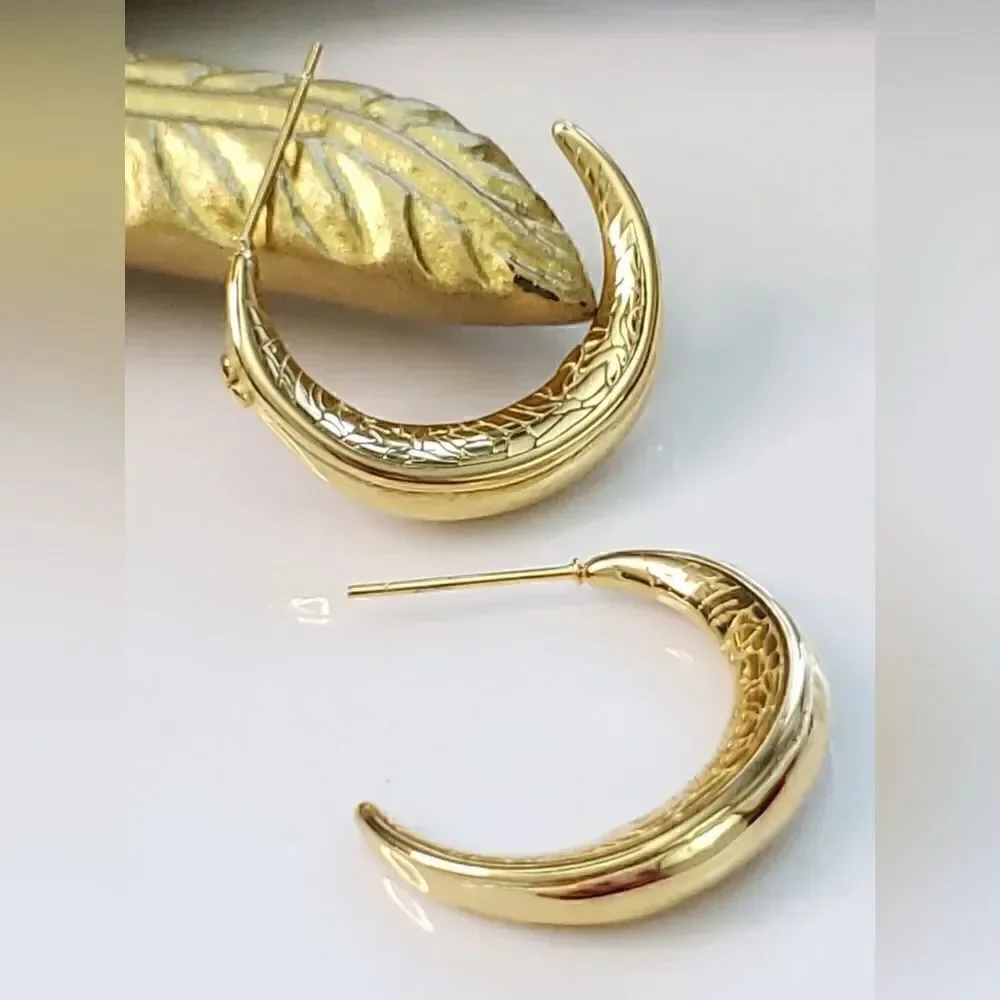 Anthro Etched Hoop Earrings